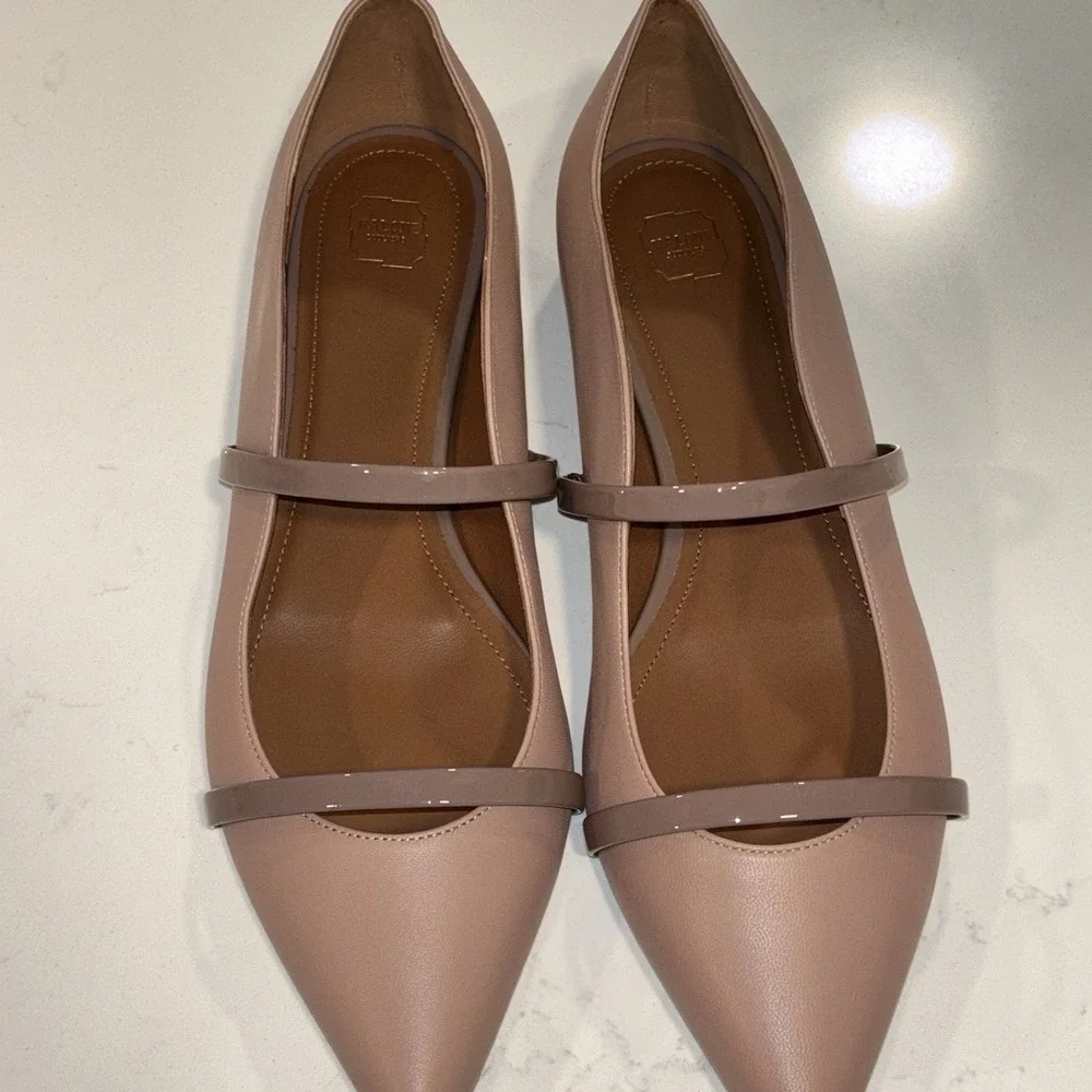 NWOB Malone Souliers Maureen Nude/Blush Leather Ballet Flats Size 40 US 10